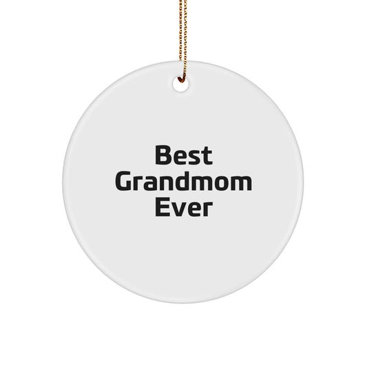 Christmas Gift for Her Best Grandmom Ever White Ornament Present - Image 1