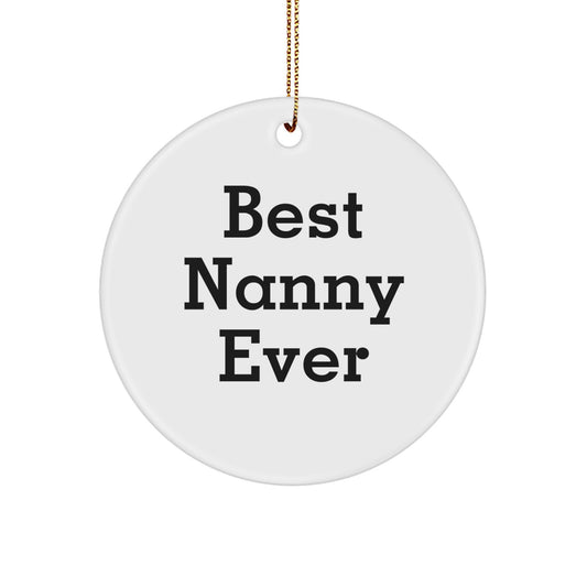Funny Quote Nanny Gifts, Best Nanny Ever Christmas Circle Ornament, Unique Nanny Ornament Gifts from Family, Friends for Special Nanny - Image 1