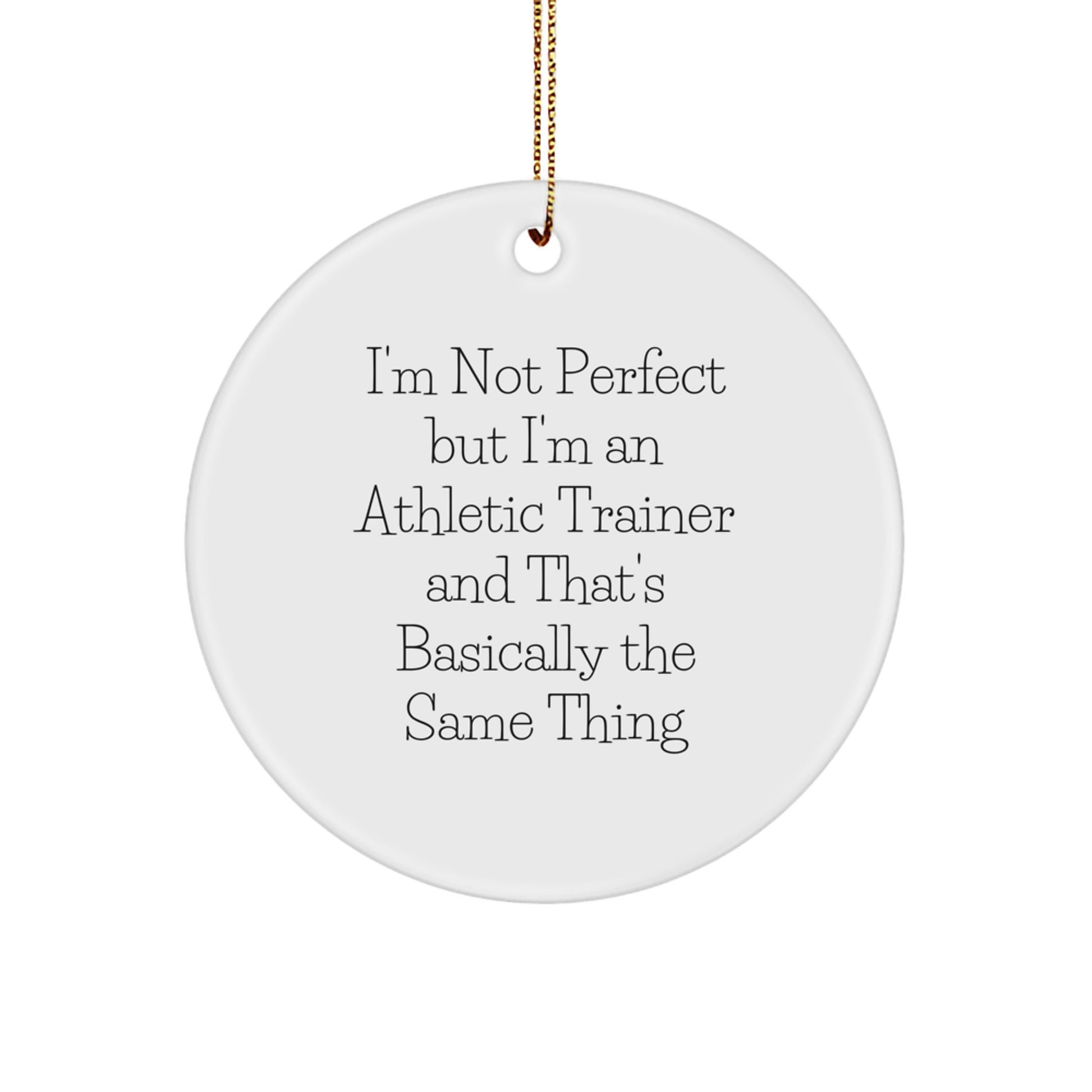 Funny Athletic Trainer Circle Ornament, Gifts from Friends, Gifts for Athletic Trainers, Christmas Unique Ornaments, I'm Not Perfect But... - Image 1