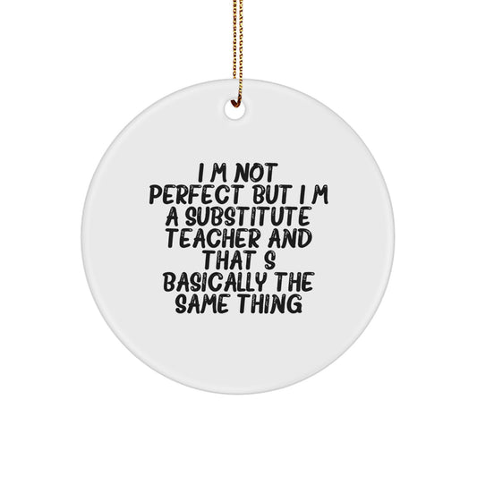 Christmas Gift for Her Substitute Teacher Circle Ornament Present - Image 1