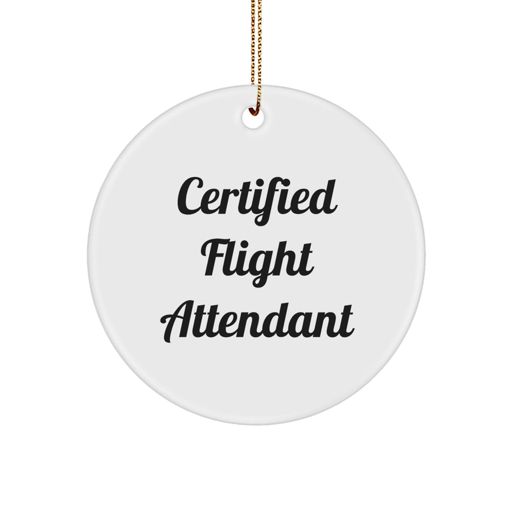 Certified Flight Attendant Gifts from Friends - Inspirational Christmas Circle Ornament for Flight Attendant, Men, and Women - Image 1