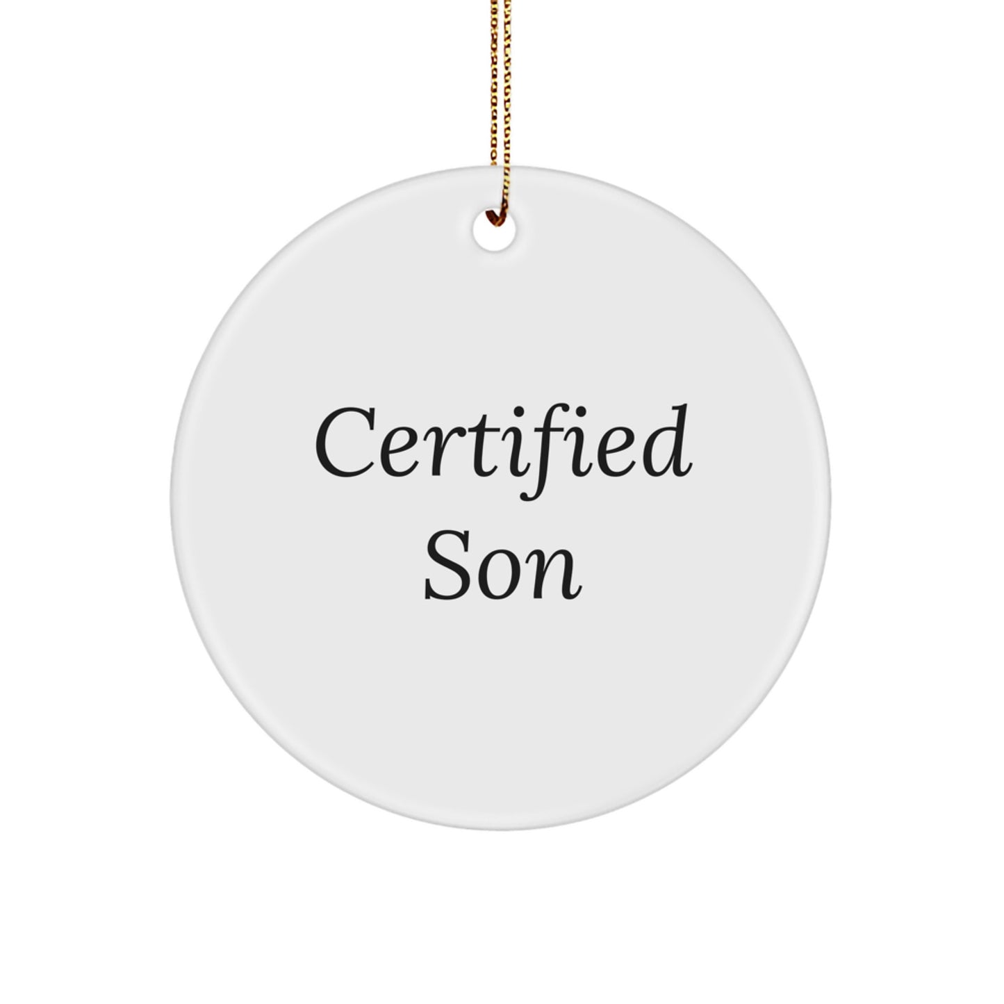 Funny Quotes for Son - Christmas Circle Ornament Gifts from Friends - Unique White Circle Shaped MDF Decorative - Image 1