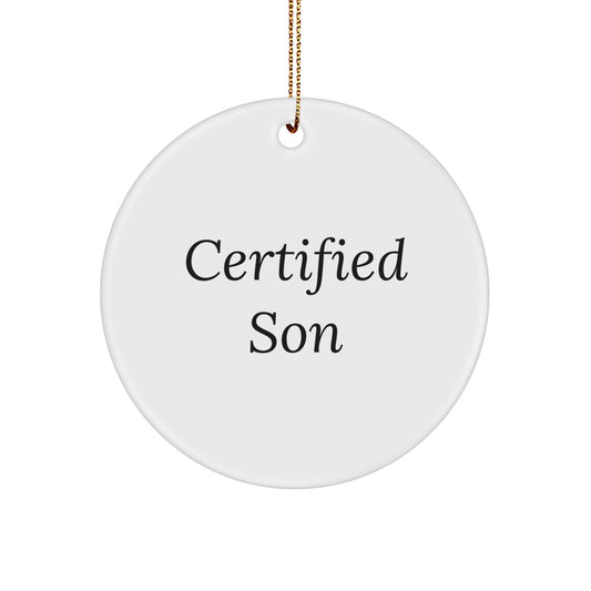 Funny Quotes for Son - Christmas Circle Ornament Gifts from Friends - Unique White Circle Shaped MDF Decorative - Image 1