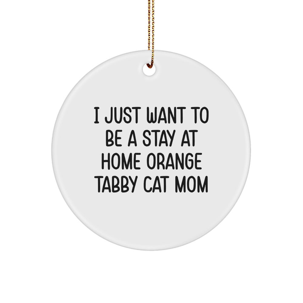 Funny Orange Tabby Cat Mom Gifts, Circle Ornament, 'I Just Want To Be A Stay At Home Orange Tabby Cat Mom' for Christmas, Gifts from Mom to Orange Tabby Cat, Gifts for Orange Tabby Cat Mom - Image 1