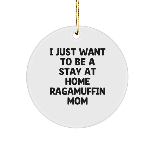 Ragamuffin Cat Mom's Funny Christmas Unique Gift Circle Ornament, I Just Want To Be A Stay At Home Ragamuffin Mom, Gifts from Mom to Ragamuffin Cat Friends - Image 1