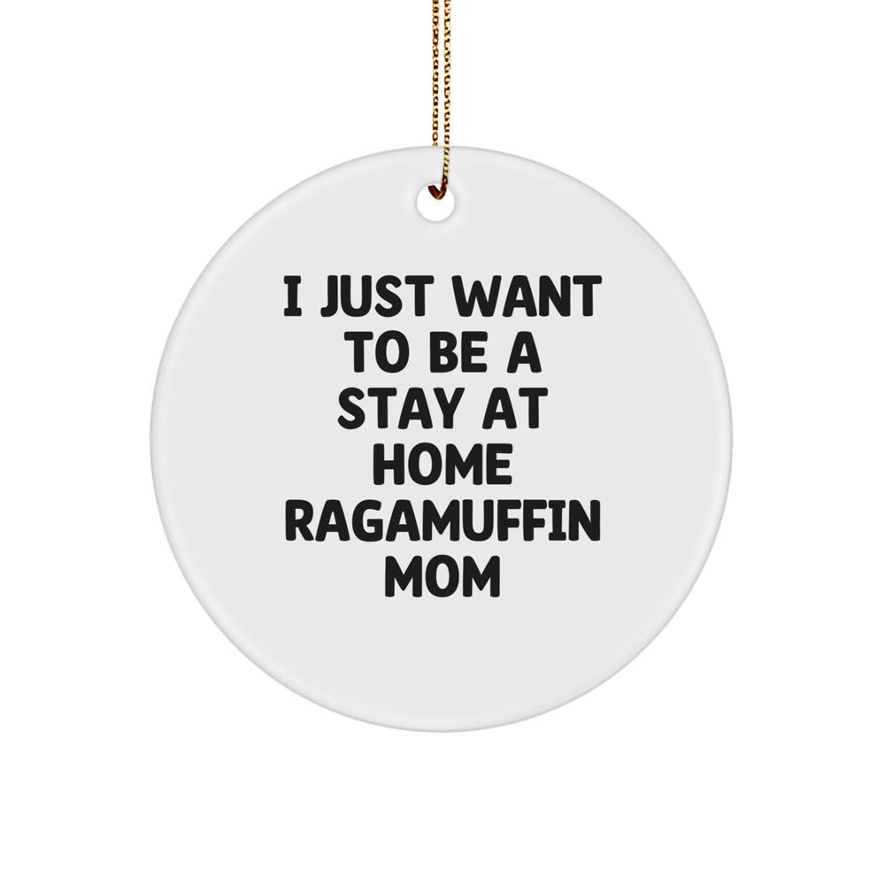 Ragamuffin Cat Mom's Funny Christmas Unique Gift Circle Ornament, I Just Want To Be A Stay At Home Ragamuffin Mom, Gifts from Mom to Ragamuffin Cat Friends - Image 1