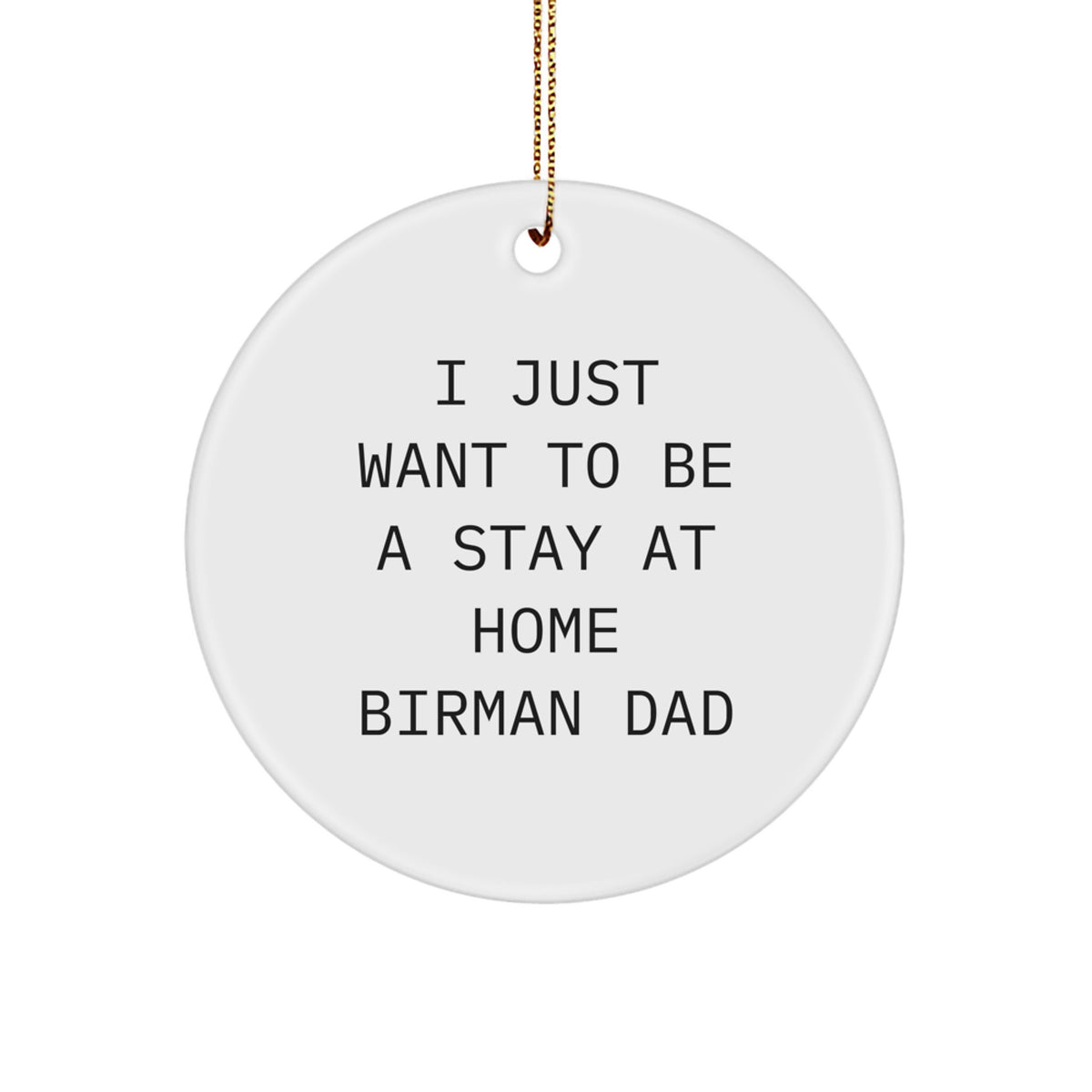 Funny Birman Cat Gifts from Men Friends for Birmans - Christmas Unique Ornaments, I Just Want To Be A Stay At Home Birman Dad Circle Ornament - Image 1