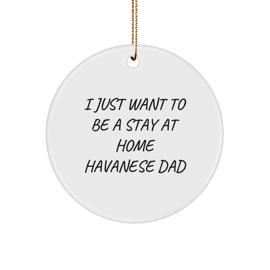 Funny Havanese Dog Circle Ornament, Gifts for Havanese Dog Dad, Men, Christmas Unique Gifts, 'I Just Want To Be A Stay At Home Havanese Dad' - Image 1