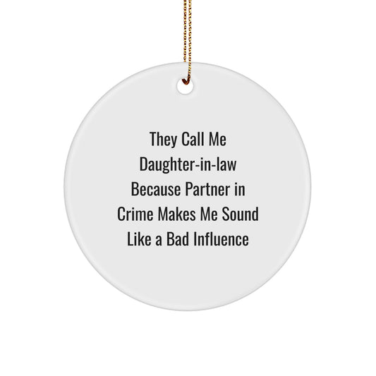 Daughter-in-law Gifts, Funny Circle Ornament, Partner in Crime Christmas Unique Gifts from Family - Image 1