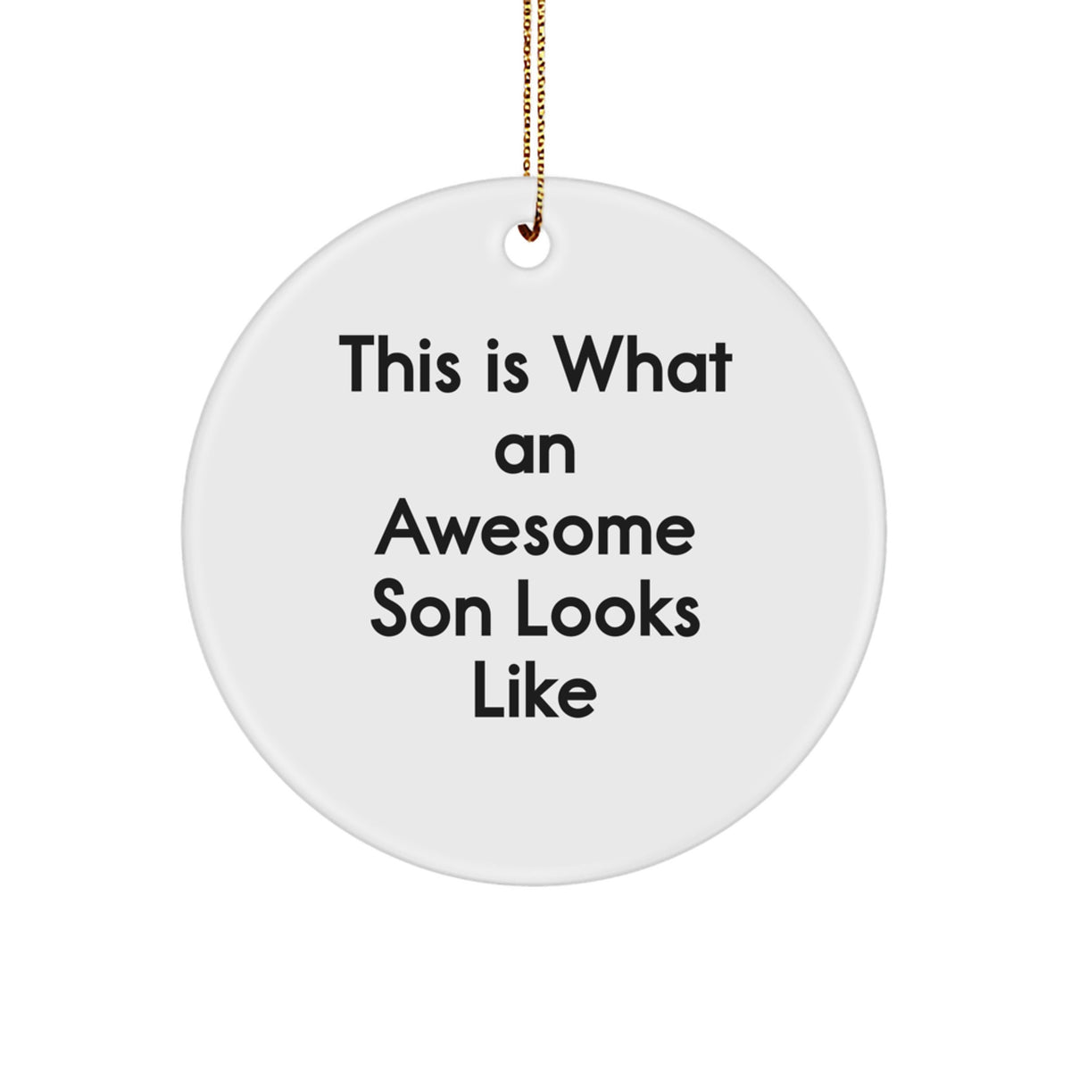 Funny Son Circle Ornament, Gifts from Mom, 'This Is What An Awesome Son Looks Like', Christmas Unique Gifts for Son - Image 1