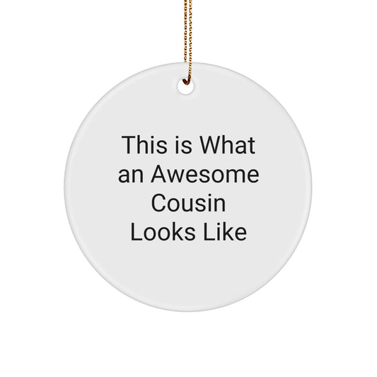 Cousin Circle Ornament Gifts from Family - Inspirational Quote, White, 2.75inch, 0.5oz, MDF, Sublimation, Festive Gold Cord, Christmas Unique Gifts for Cousin - Image 1