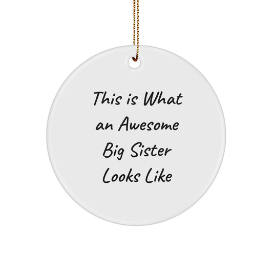 Funny Big Sister Circle Ornament Gifts from Friends, Gifts for Big Sister, This Is What An Awesome Big Sister Looks Like - Image 1
