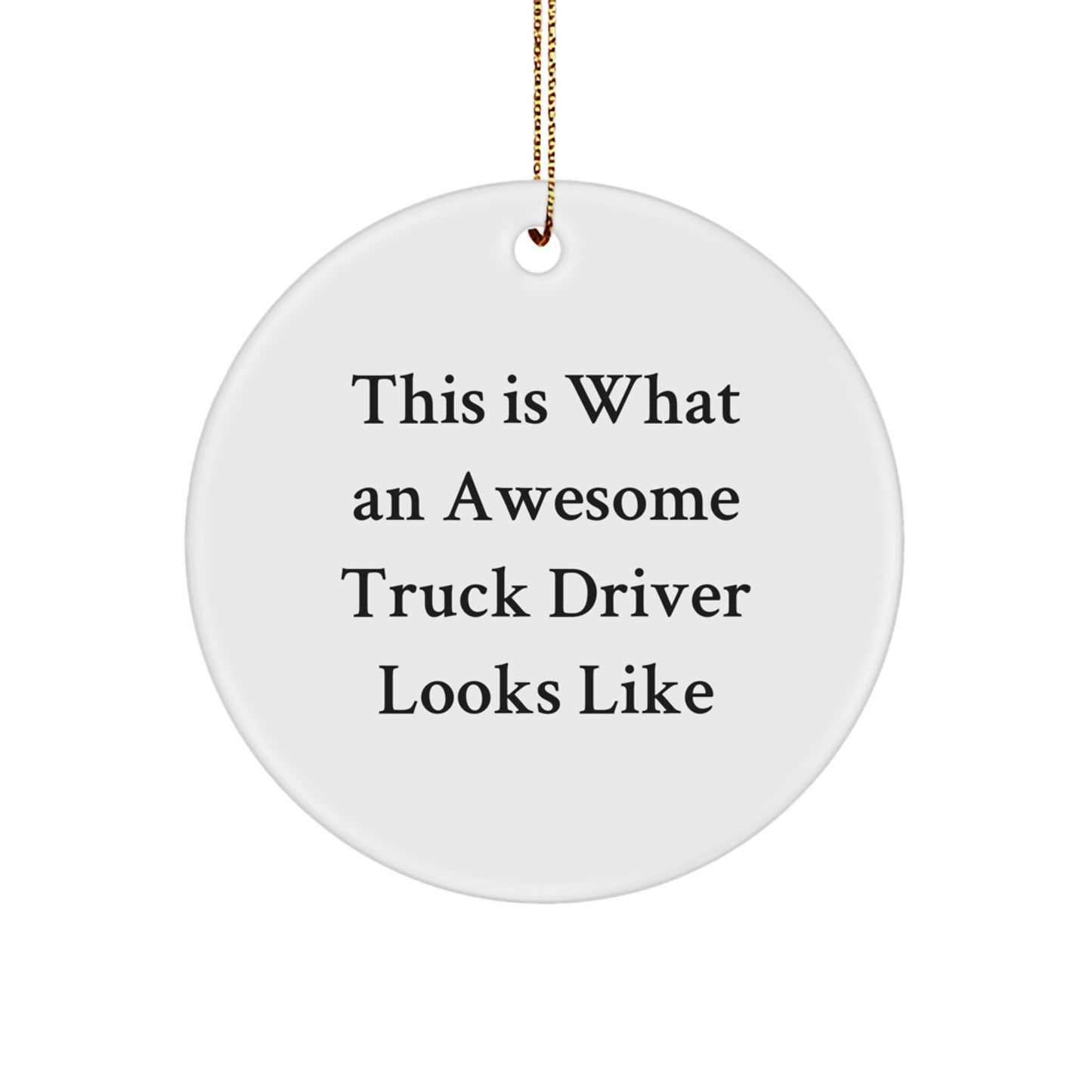 Funny Truck Driver Gifts from Friends, Christmas Unique Gifts for Men, Circle Ornament Quote This Is What An Awesome Truck Driver Looks Like - Image 1