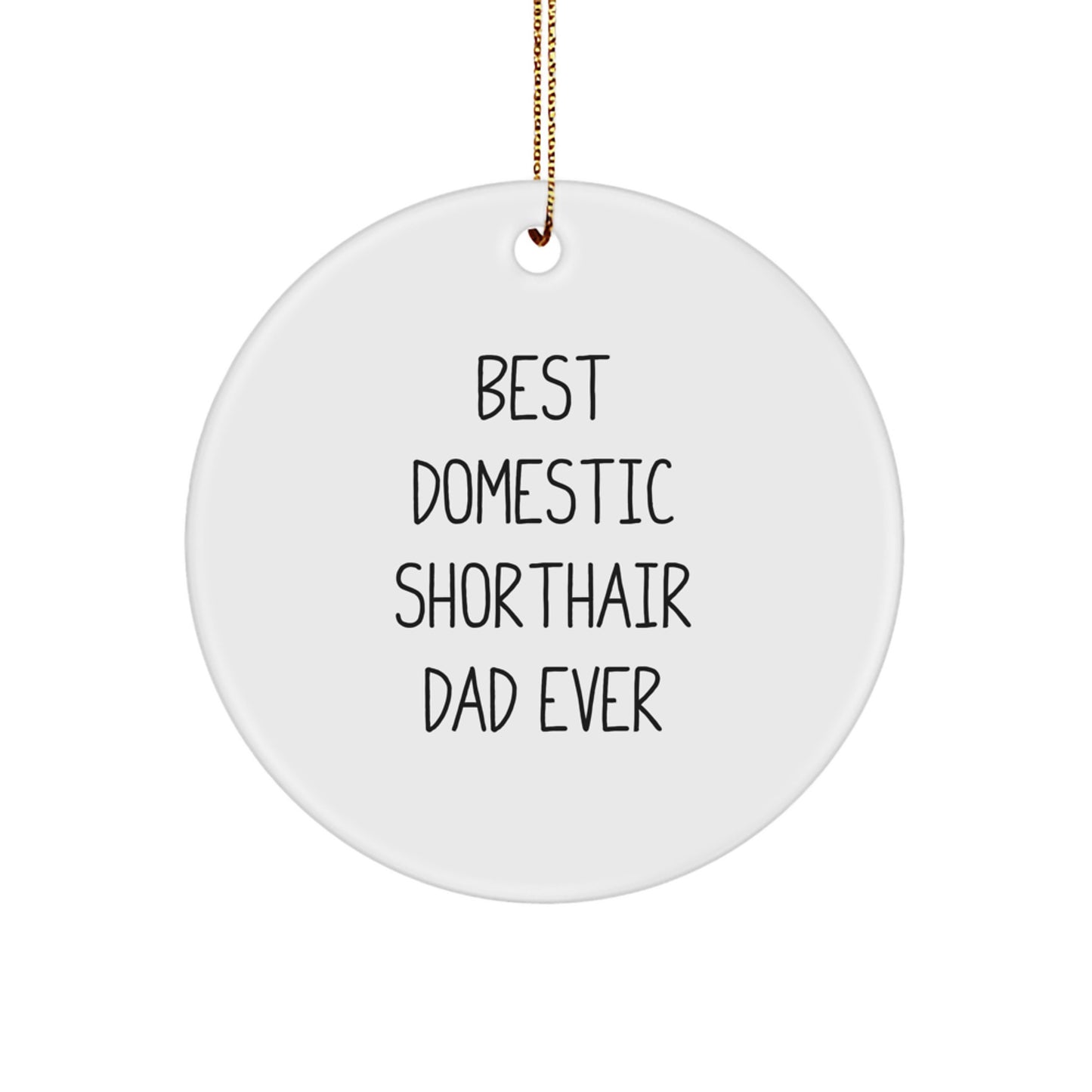 Funny Domestic Shorthair Cat Gifts for Christmas Circle Ornament Best Dad Ever - Image 1