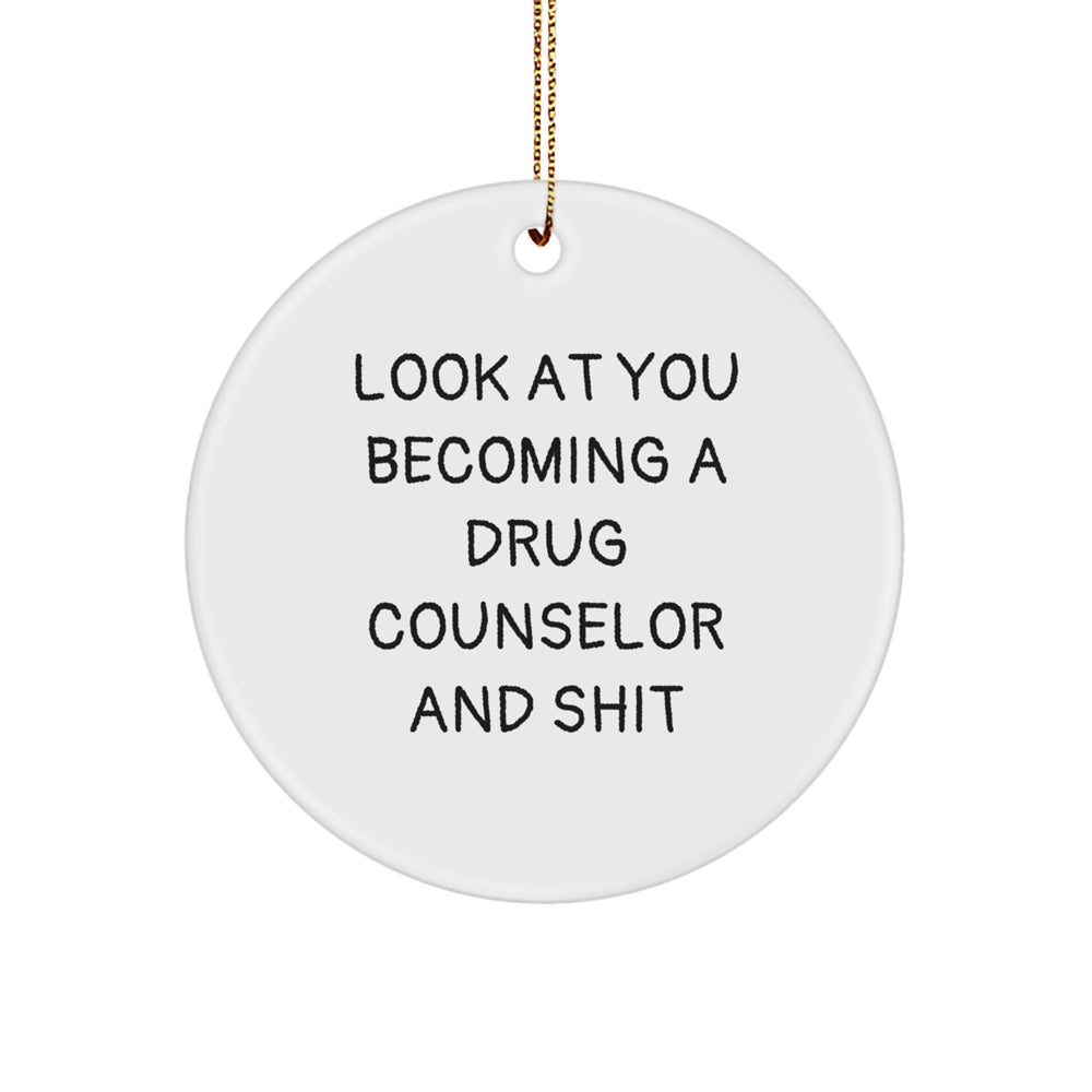 Inspirational Drug Counselor Gifts from Friends, Funny Circle Ornament for Men, 'Look At You Becoming A Drug Counselor And Shit', Christmas Unique Gifts for Women, Family, Coworkers - Image 1