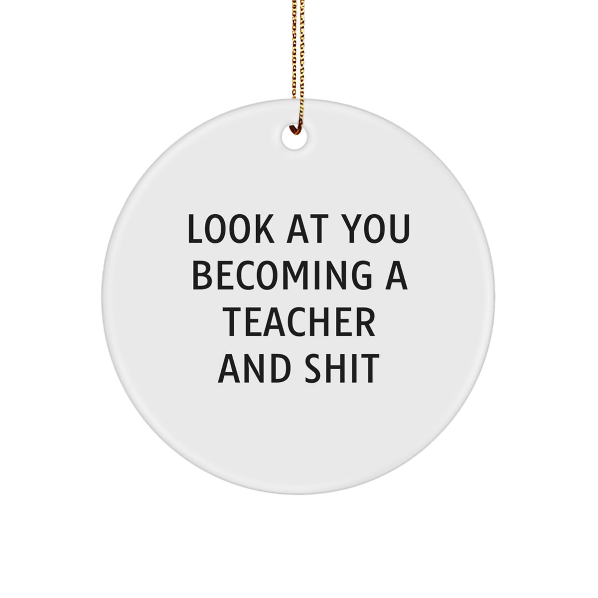 Funny Teacher Gifts from Friends, Circle Ornaments for Teachers, Look At You Becoming A Teacher And Shit, Christmas Unique Gift Ideas - Image 1