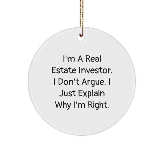 Real Estate Investor Circle Ornament Memento for Teens Christmas Gift - Image 1