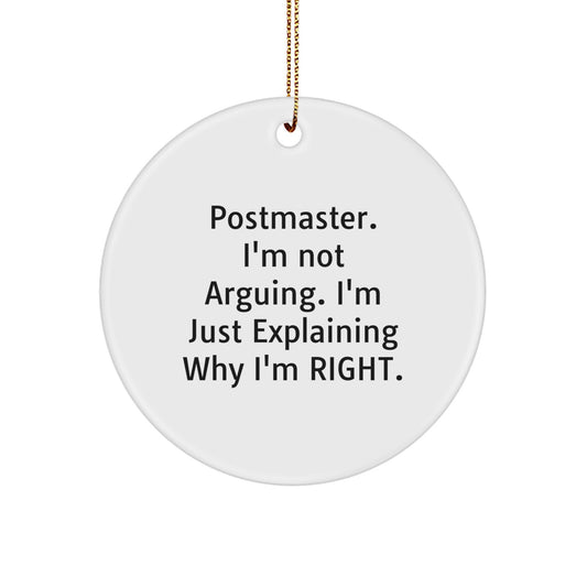 Funny Postmaster Gifts for Men, Postmaster Christmas Unique Ornaments, Circle Shaped Decorations from Friends, Family - Image 1