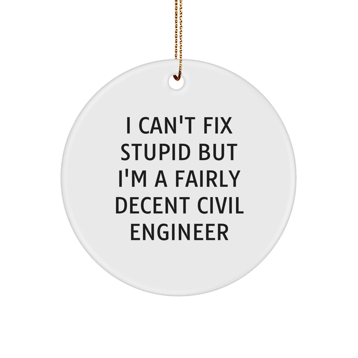 Civil Engineer Christmas Ornament Gift for Him - I Can't Fix Stupid - Image 1