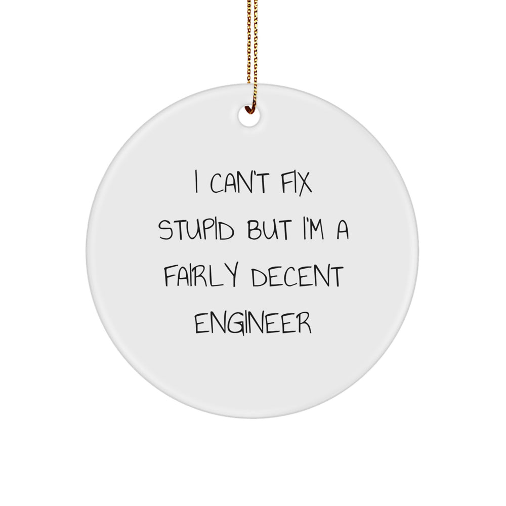 Fairly Decent Engineer Gifts from Friends - I Can't Fix Stupid Circle Ornament for Christmas - Image 1