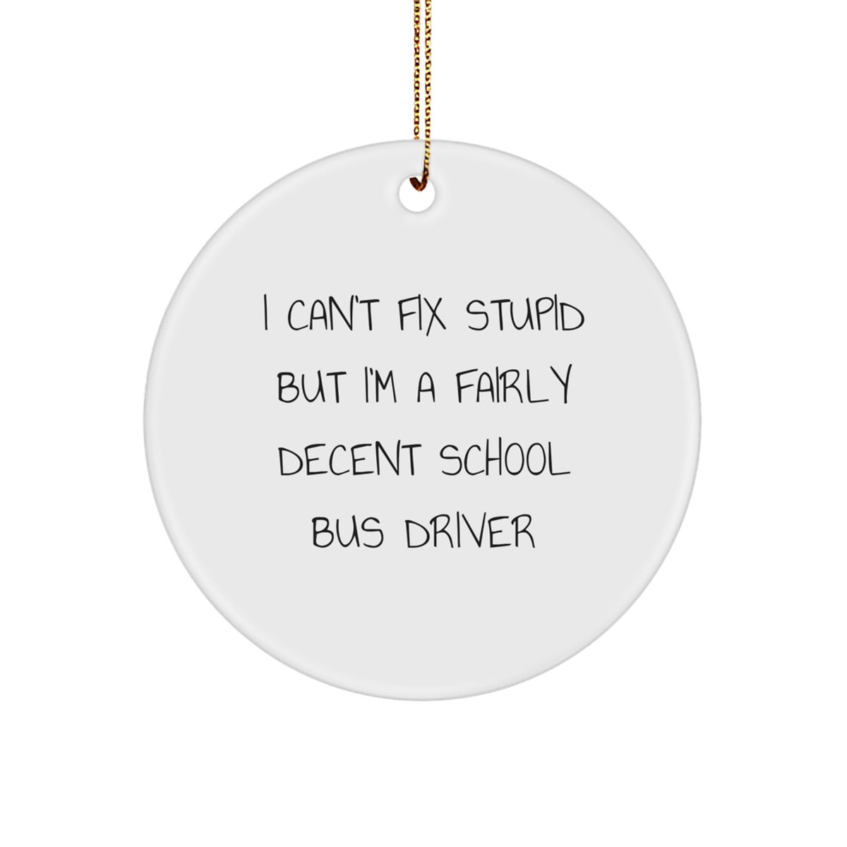 Funny School Bus Driver Gifts, I Can't Fix Stupid But I'm A Fairly Decent Circle Ornament for Christmas, Gifts from Friends to School Bus Driver - Image 1