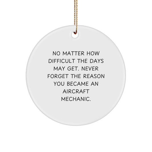 Aircraft Mechanic Christmas Unique Gifts from Friends, Perfect Inspirational Circle Ornament, Never Forget Reason Became Pilot, Funny Quote, White, 2.75\ - Image 1