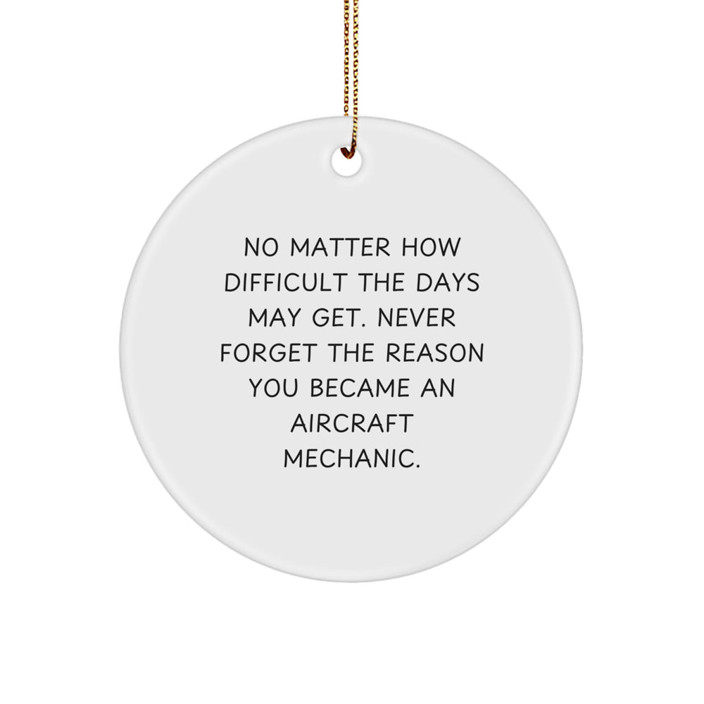 Aircraft Mechanic Christmas Unique Gifts from Friends, Perfect Inspirational Circle Ornament, Never Forget Reason Became Pilot, Funny Quote, White, 2.75\ - Image 1