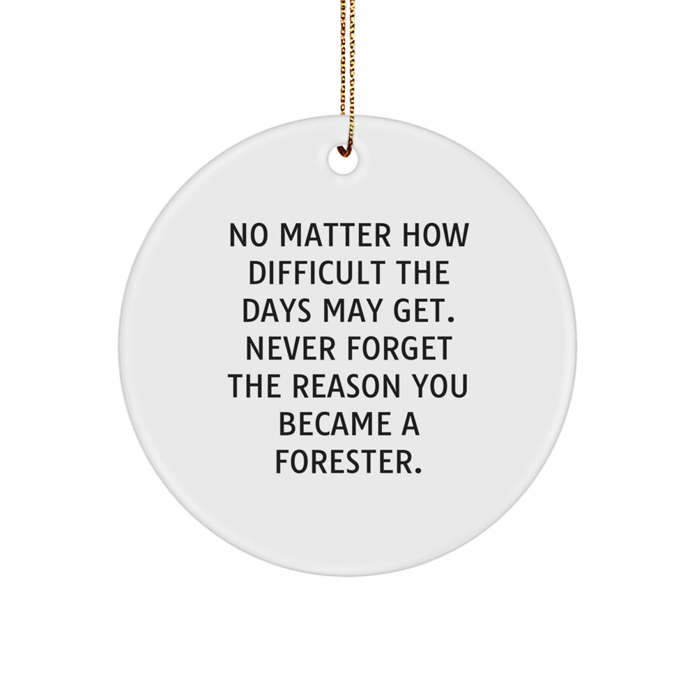 Forester Gifts from Friends - 'No Matter How Difficult' Circle Ornament, White, 2.75" Tall, Christmas Unique Gifts for Forester - Image 1