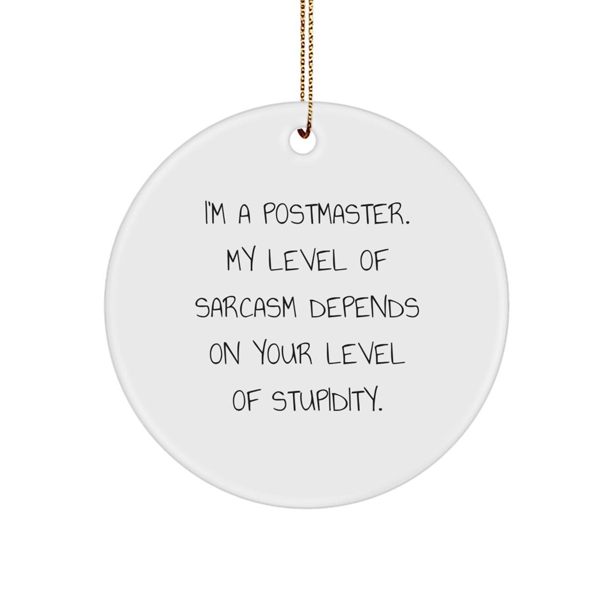 Funny Postmaster Gifts, Sarcasm Level Adjustable Circle Ornament, Unique Christmas Decorations for Postmaster Men, Postmaster Humor - Image 1