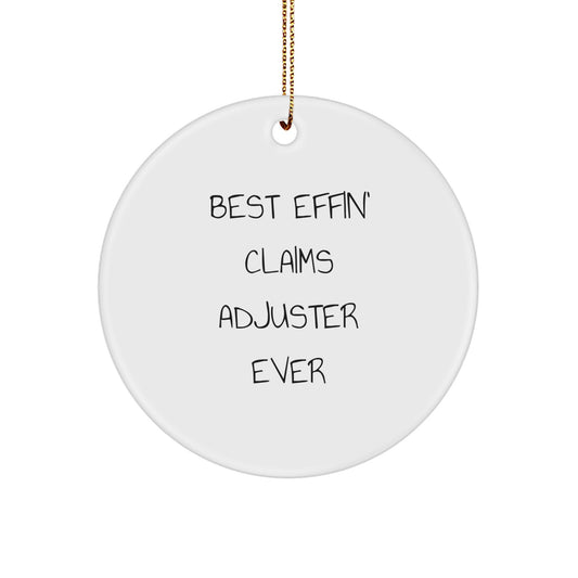 Funny Claims Adjuster Gifts from Friends for Best Effin' Claims Adjuster Ever Circle Ornaments, Christmas Unique Presents - Image 1