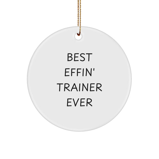 Funny Trainer Quotes Christmas Unique Gifts for Men from Family Circle Ornament - Best Effin' Trainer Ever MDF Wood - Image 1