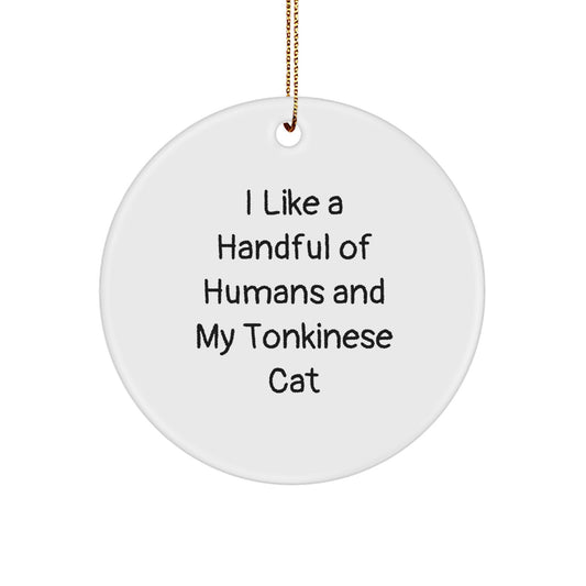 Funny Tonkinese Cat Lover Gifts from Family - I Like A Handful Of Humans And My Tonkinese Cat Christmas Unique Ornaments for Home - Image 1