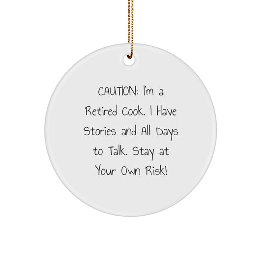 Funny Cook Gifts from Men to Family, Christmas Unique Circle Ornaments for Cooks, Retired Cook Quotes - Image 1