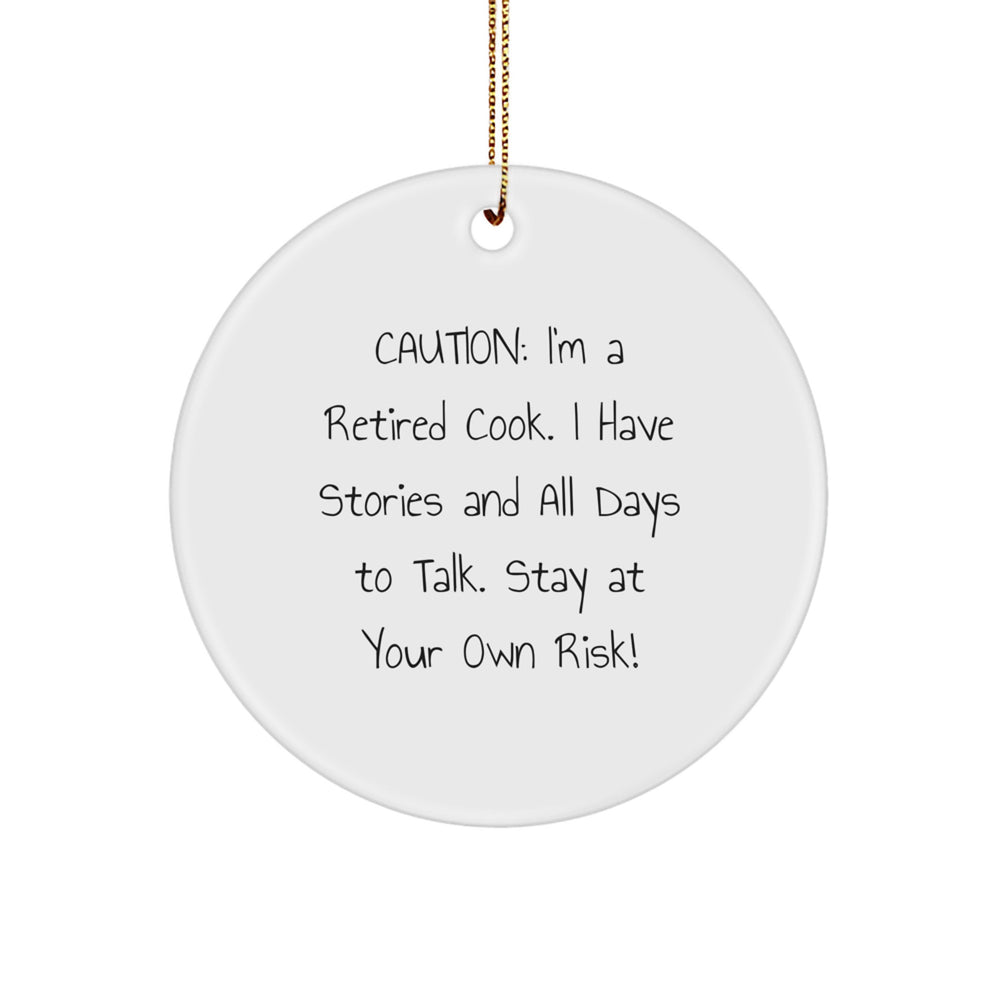 Funny Cook Gifts from Men to Family, Christmas Unique Circle Ornaments for Cooks, Retired Cook Quotes - Image 1