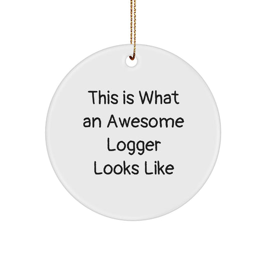 Logger Circle Ornament – Awesome Logger Looks Gift for Happy Kids Christmas - Image 1