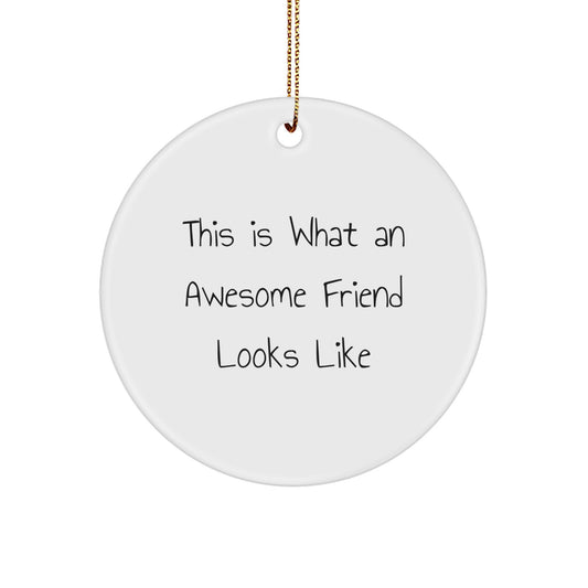 Funny Friend Circle Ornament Gifts from Women for Christmas - This Is What An Awesome Friend Looks Like - Image 1