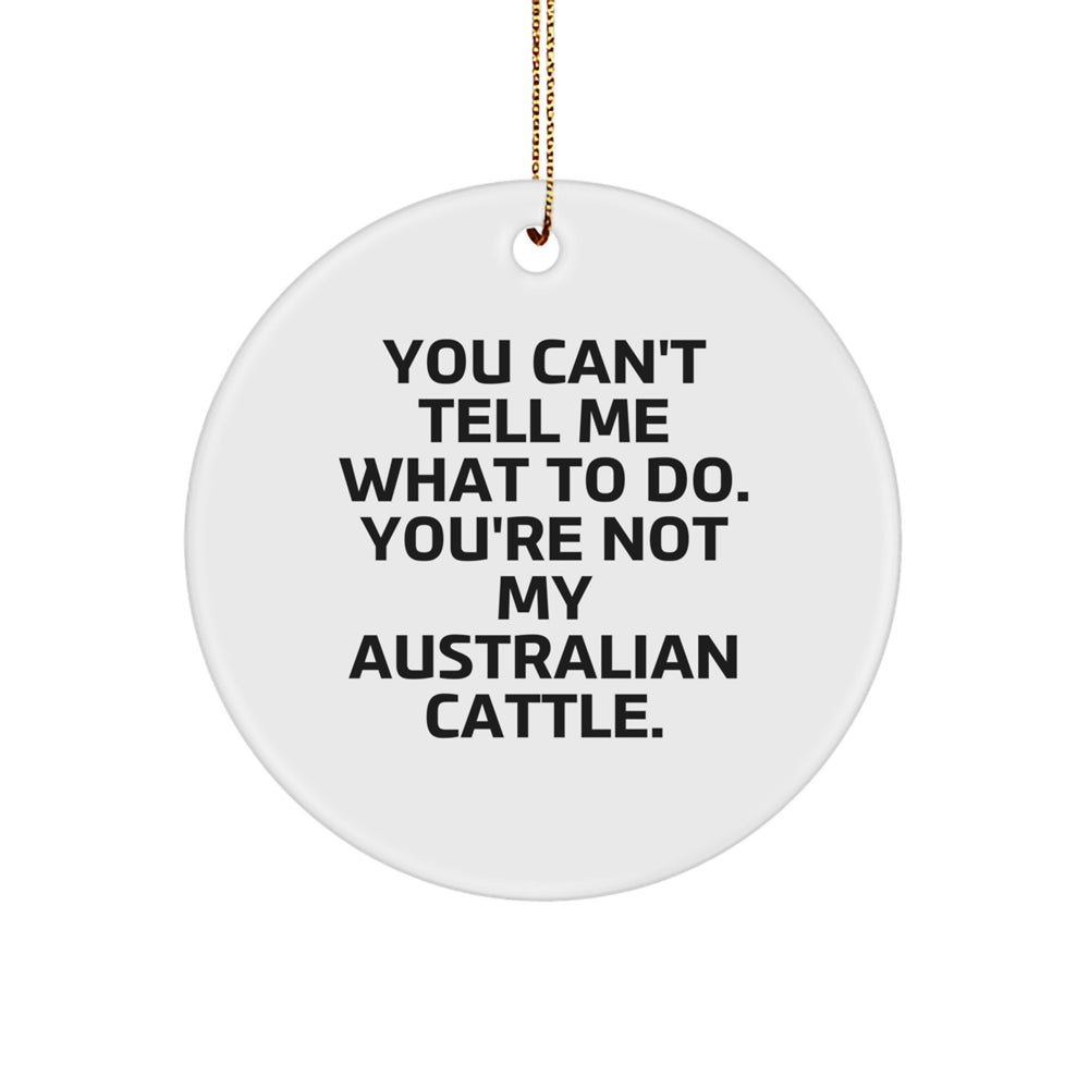 Australian Cattle Dog Lovers' Christmas Unique Gifts from Friends to Family - 'You Can't Tell Me What To Do. You're Not My Australian Cattle.' Circle Ornament - Image 1