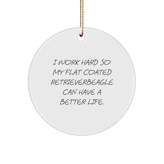 Funny Flat Coated Retriever Dog Gifts from Men to Friends for Christmas Unique Circle Ornament - Image 1