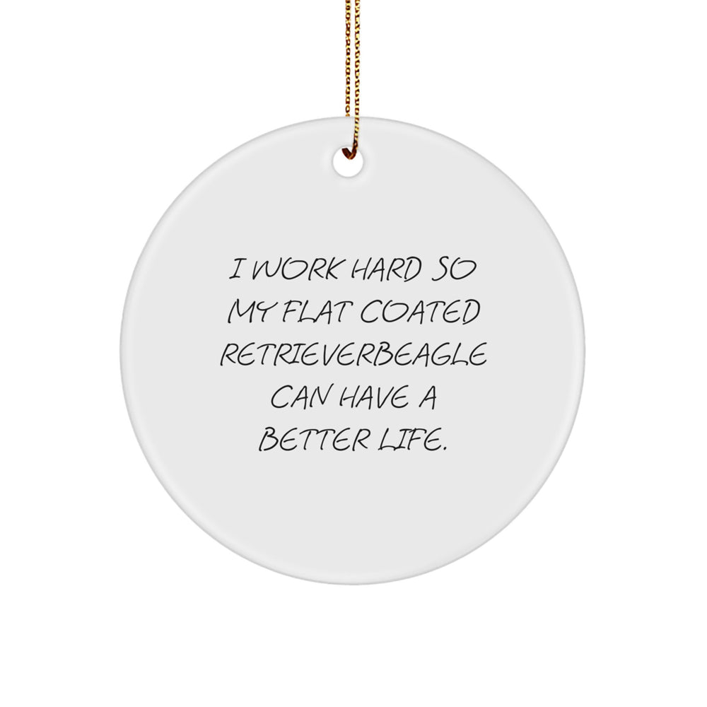 Funny Flat Coated Retriever Dog Gifts from Men to Friends for Christmas Unique Circle Ornament - Image 1