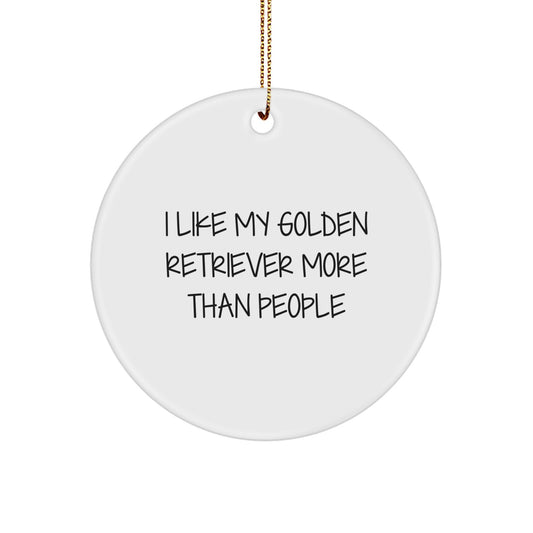 Funny Golden Retriever Dog Gifts for Men, Women, and Families - I Like My Golden Retriever More Than People Christmas Unique Ornaments - Image 1