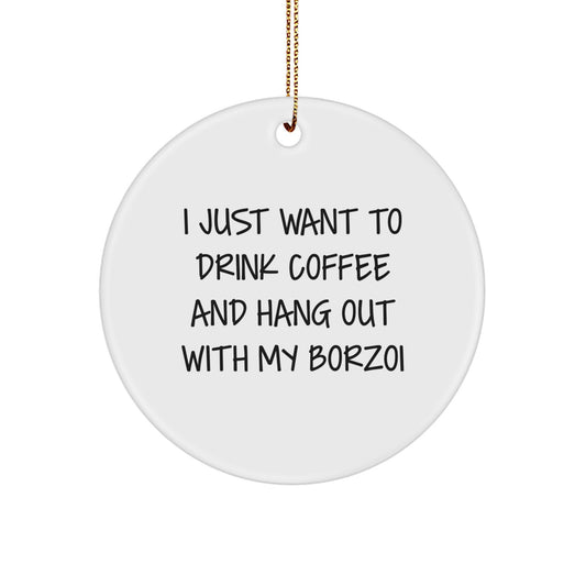 Funny Borzoi Dog Gifts from Friends for Men and Women - Christmas Unique Circle Ornament - Image 1