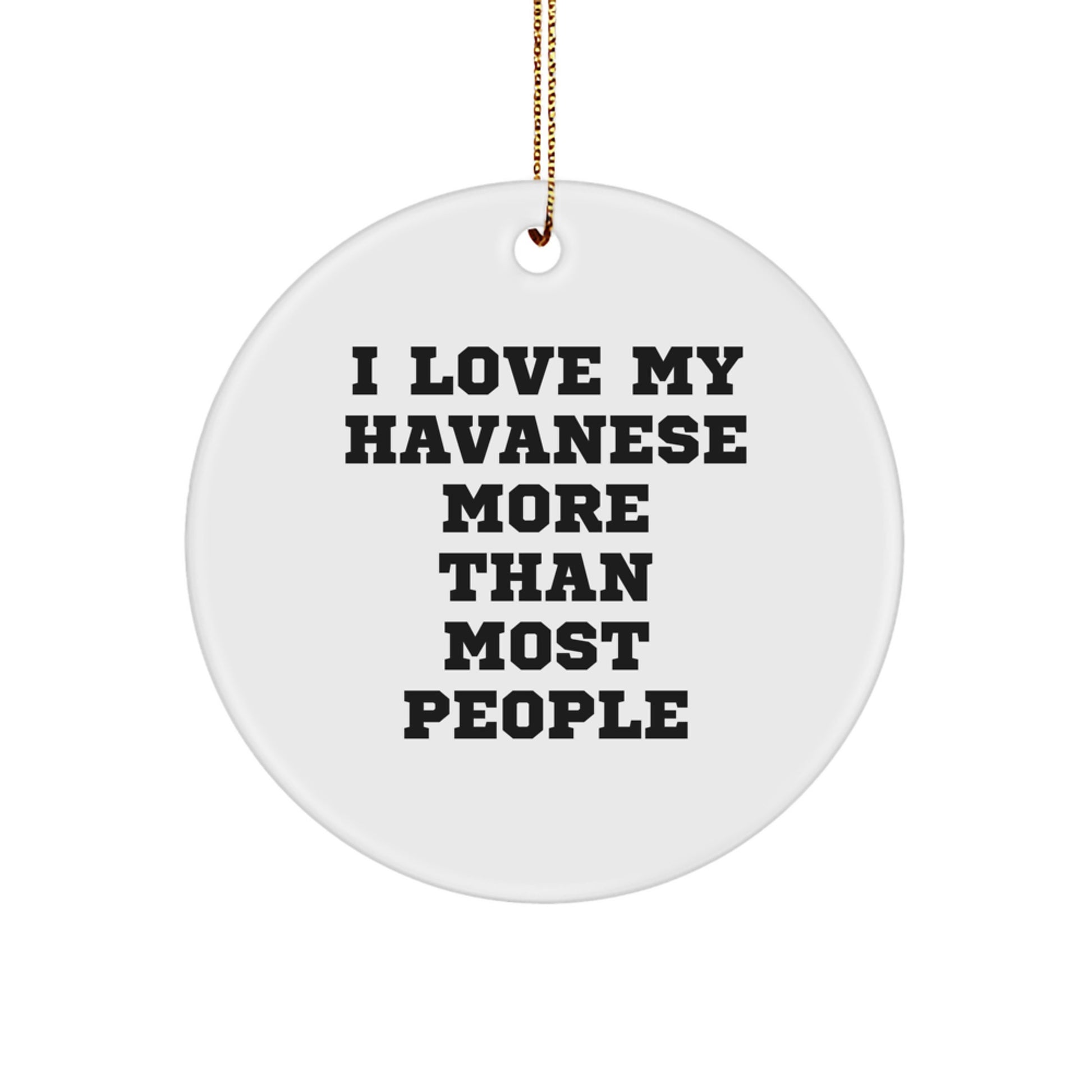 Funny Havanese Dog Lover Gifts, I Love My Havanese More Than Most People, Christmas Unique Circle Ornament, Gifts from Friends and Family for Havanese Dog Owners - Image 1