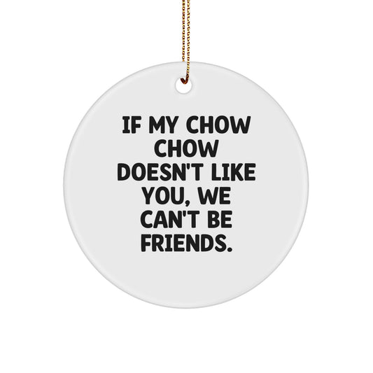 Chow Chow Dog Lovers Funny Gifts from Friends to Family - Circle Ornament, White, Christmas Unique Present for Chow Chow Dog Owners - Image 1