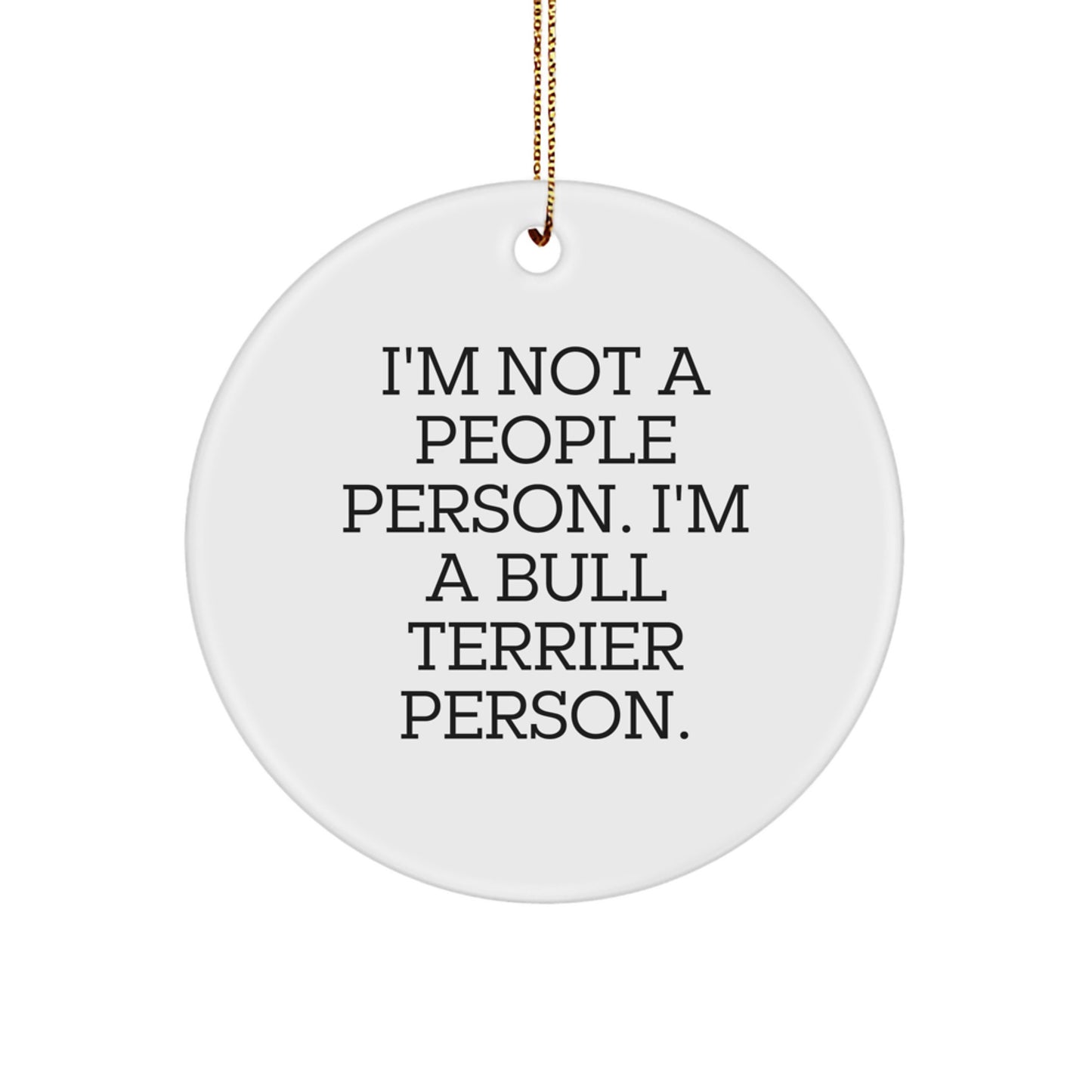 Unique Bull Terrier Dog Lover Gifts from Friends Men Women, Funny Circle Ornaments for Christmas Unique Decorations, I'm A Bull Terrier Person. Christmas Memorable Presents for Family - Image 1