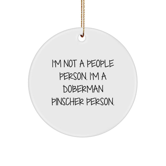 Funny Doberman Pinscher Dog Lover Christmas Circle Ornament, Gifts for Him, Gifts from Family to Friends - Image 1