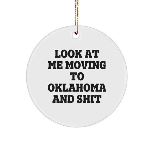 Funny Oklahoma Circle Ornament, Gift for Friends from Oklahoma, Men, Women, Family, Unique Christmas Decorations - Image 1