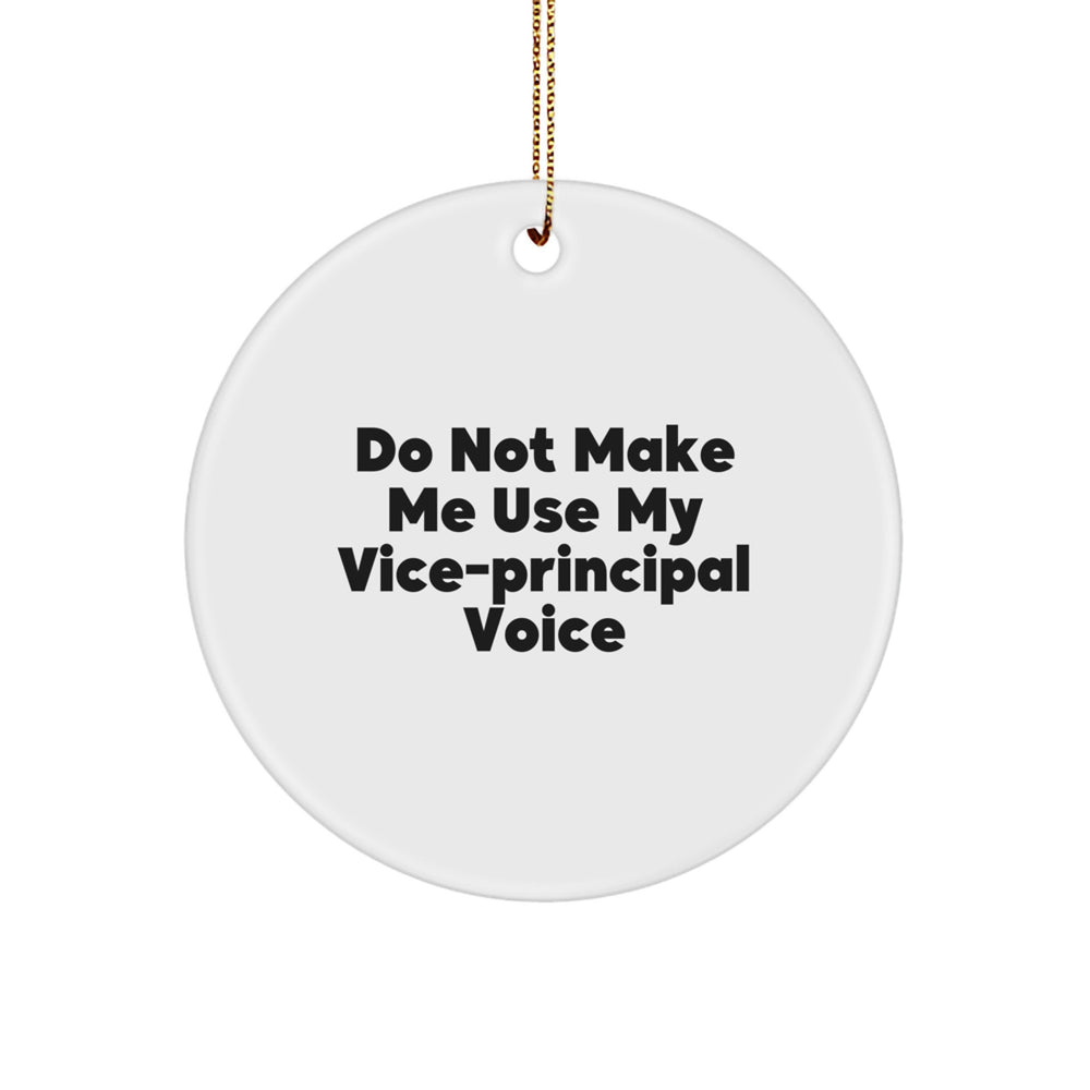 Funny Vice-principal Gifts from Friends for Men - 'Do Not Make Me Use My Vice-principal Voice' Circle Ornament for Christmas Decorations - Image 1