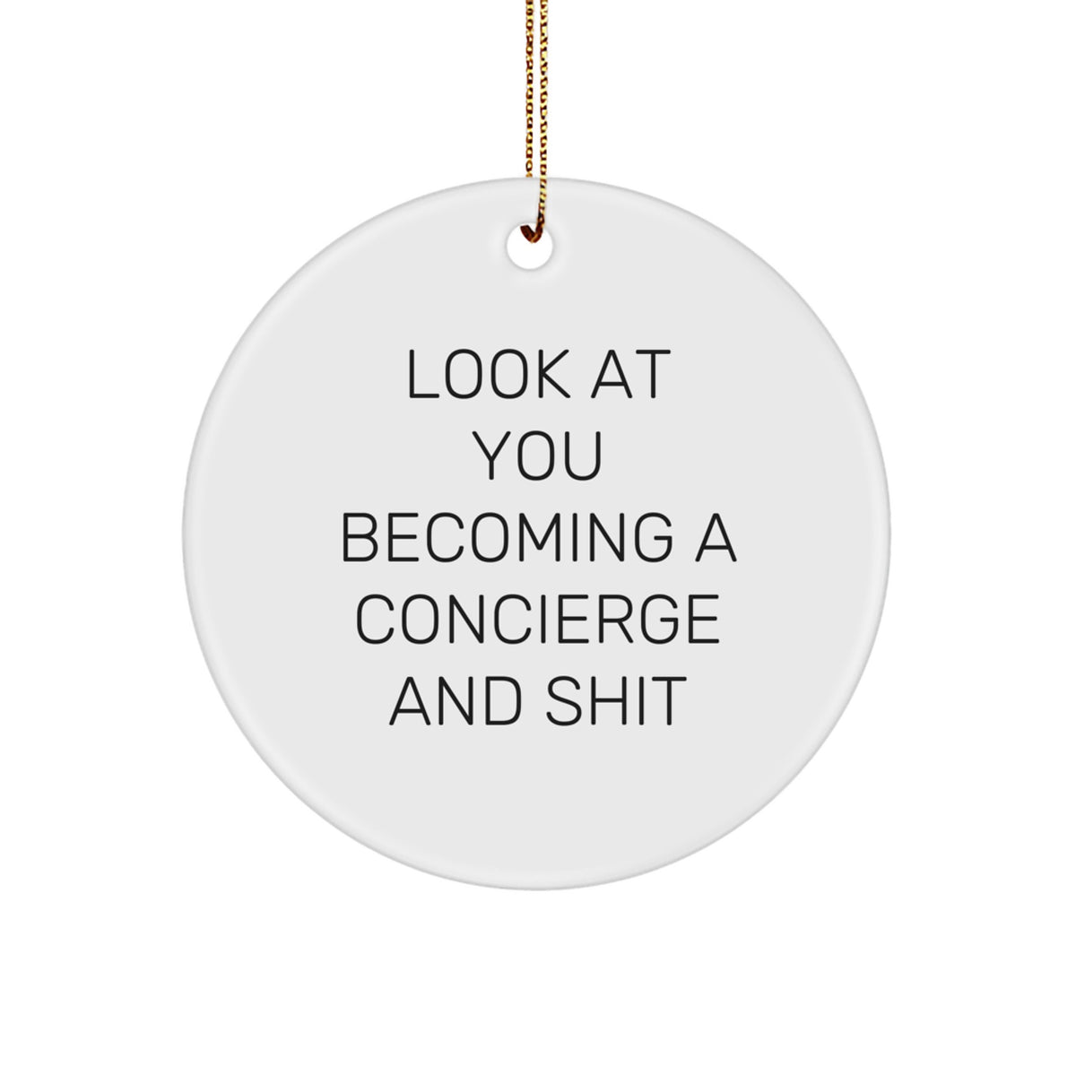 Concierge Gifts from Friends, Funny Circle Ornament for Christmas, 'Look At You Becoming A Concierge And Shit' Quote, Gifts for Concierge - Image 1