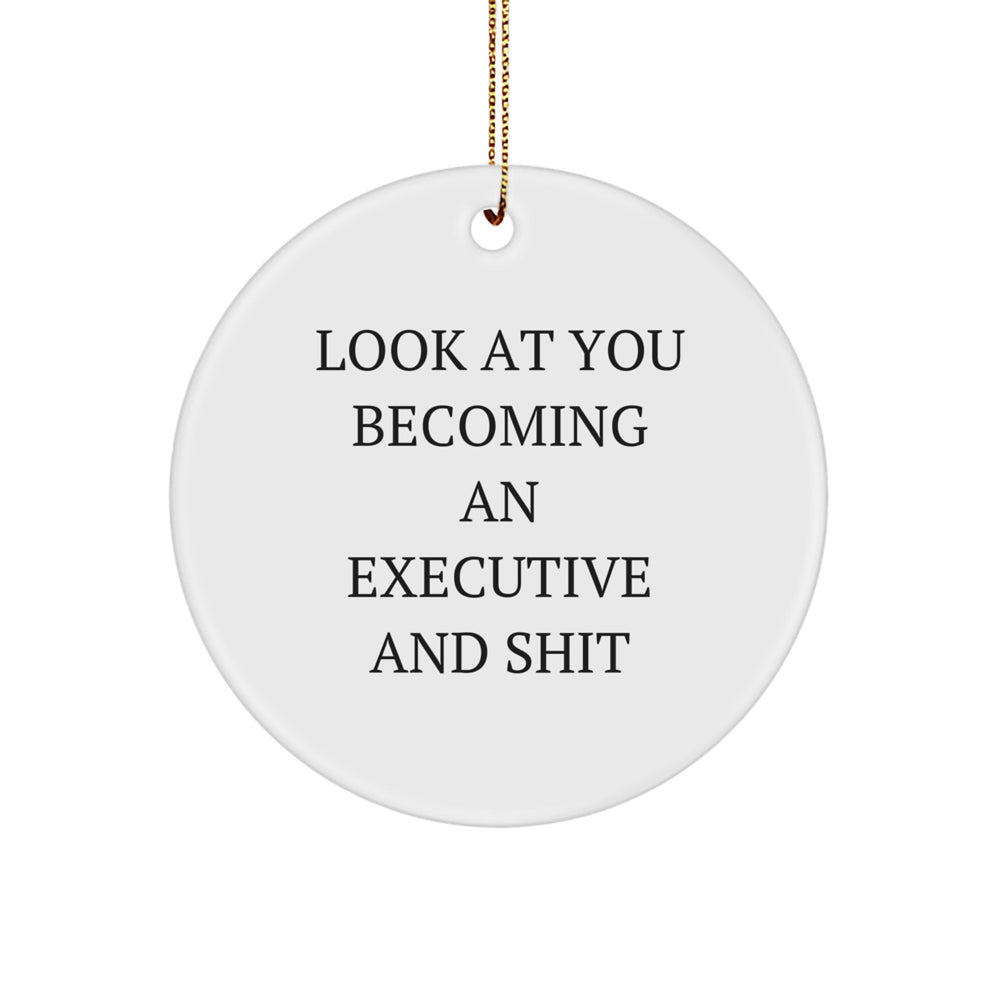 Funny Executive Circle Ornament Gifts from Men to Friends - Look At You Becoming An Executive And Shit, Christmas Unique Executive Gift Ideas - Image 1