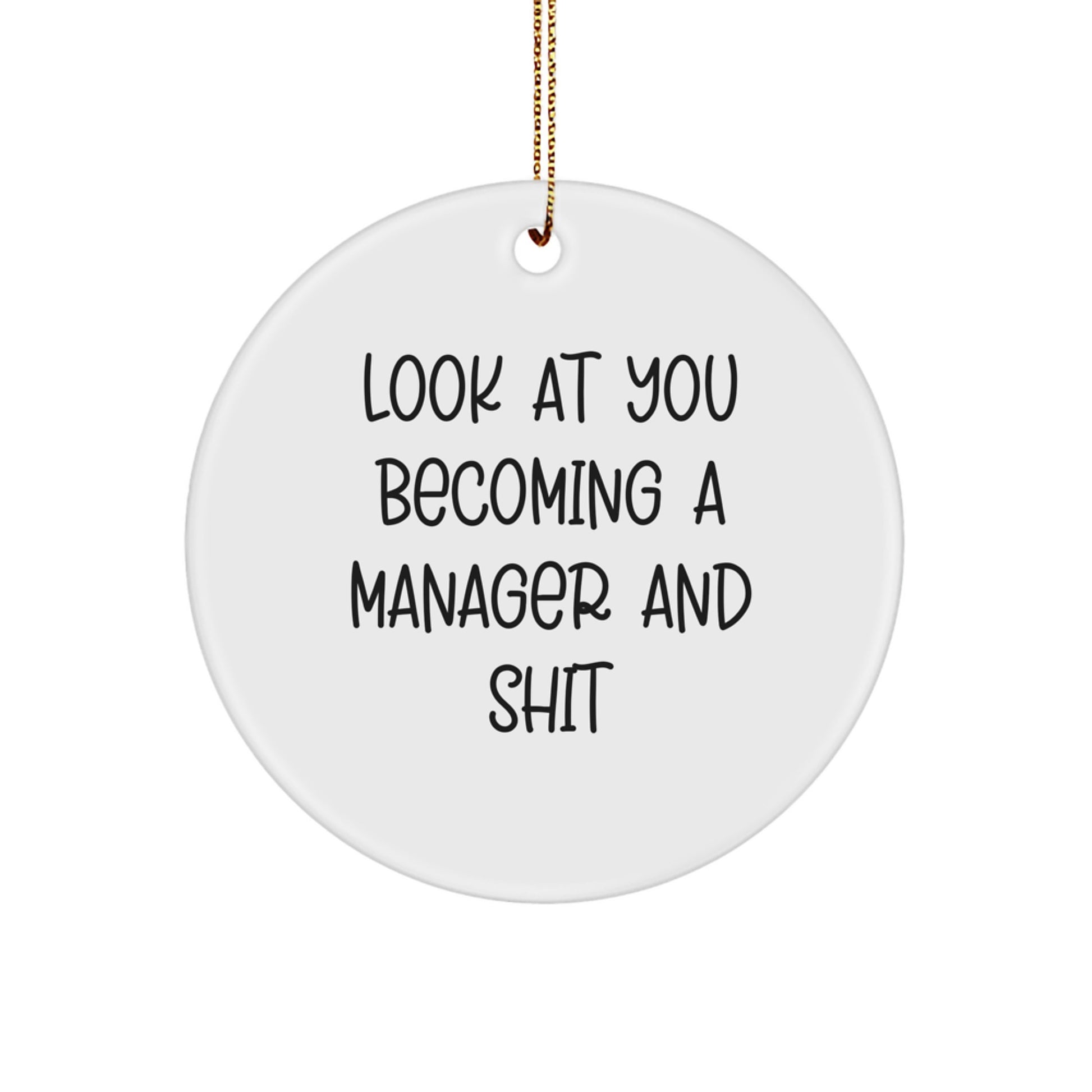 Funny Manager Gifts from Friends for Him, 'Look At You Becoming A Manager And Shit' Circle Ornament for Christmas - Image 1